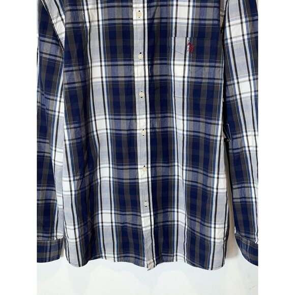 U.S. Polo Assn. Mens 3XL Blue & White Plaid Button-Down Shirt - Picture 3 of 11